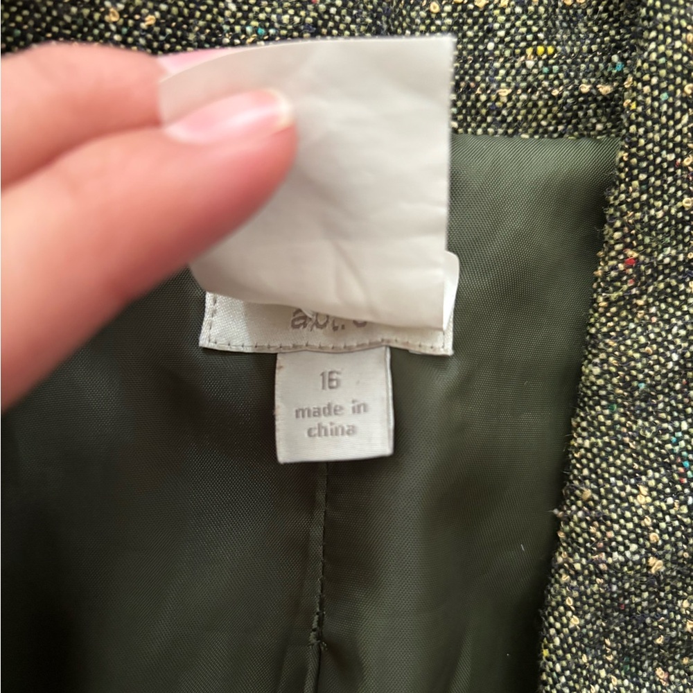 Olive green Women's Tweed Blazer - Picture 4 of 6